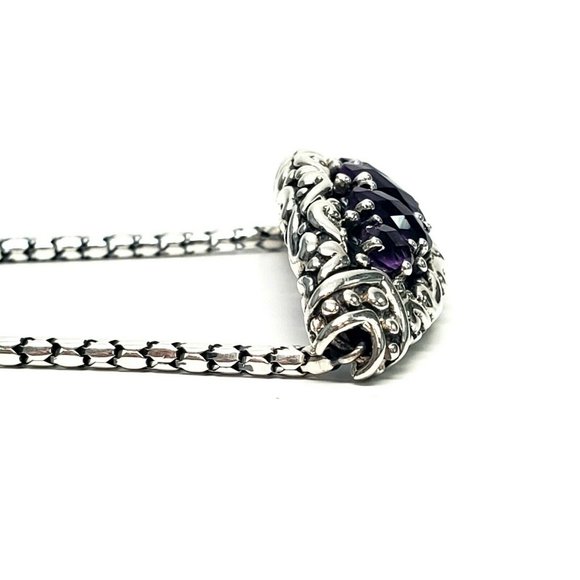 Samuel B Sterling Silver Amethyst Adjustable Slide Bracelet - Picture 5 of 11